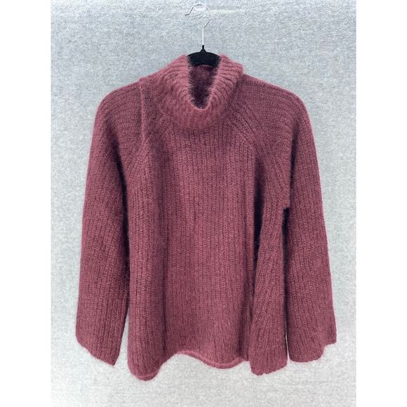 Naadam Women's sz S Oversized Mohair Plum Sweater Cowl Neck Classy Soft Comfort - Picture 1 of 10